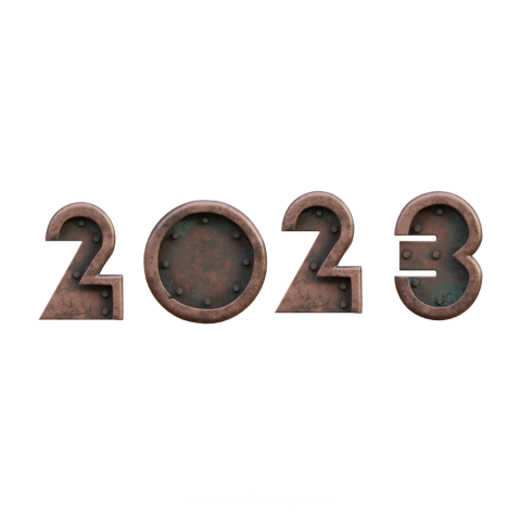 2023 Iron text png,Happy new year 2023 Number png hd