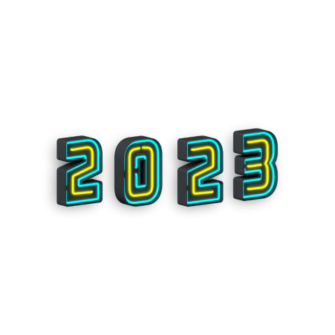2023 neon text transparent png images