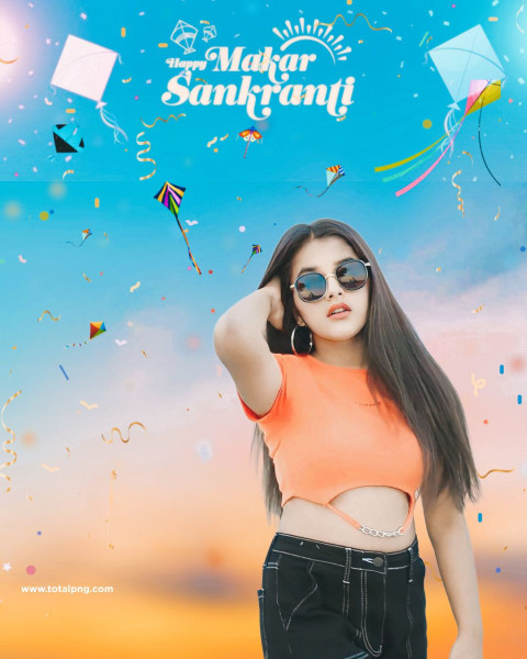 2024 Happy makar sankranti girl cb editing background