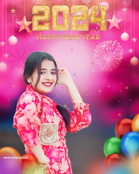 2024 Happy New Year Editing Background  With Girl 1080p