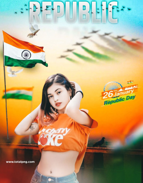 26 January Happy Republic Day Special CB Full HD Background With Girl
