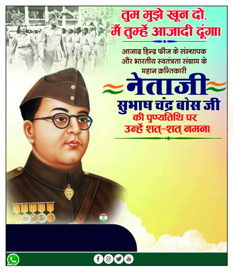 सुभाष चंद्र बोस पुण्यतिथि पोस्टर, Netaji Subhash Chandra BOS Punyatithi poster Kaise