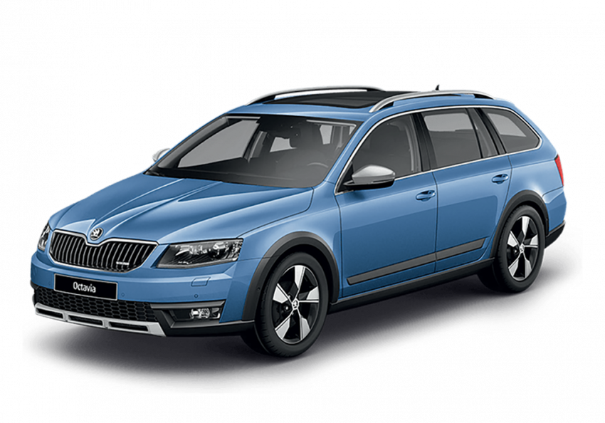 Blue skoda car transprent png
