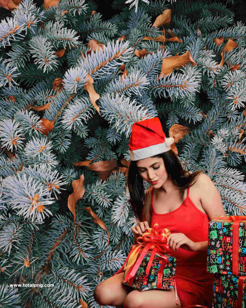 Christmas girl editing background