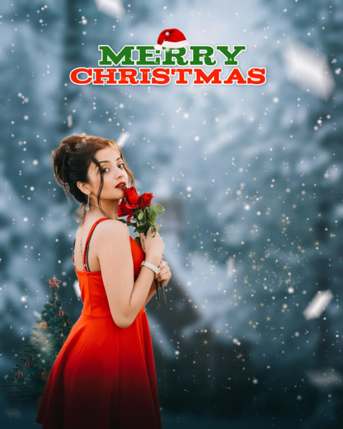 Christmas girl editing background