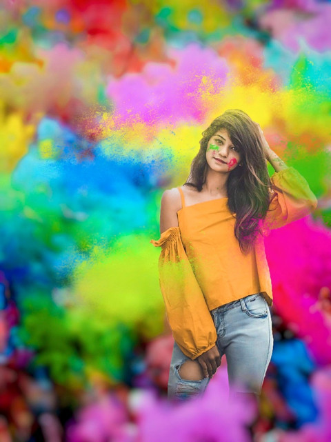 Colorful Cb background With Girl HOLI