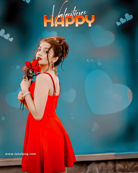 Cute girl valentine day photo editing background