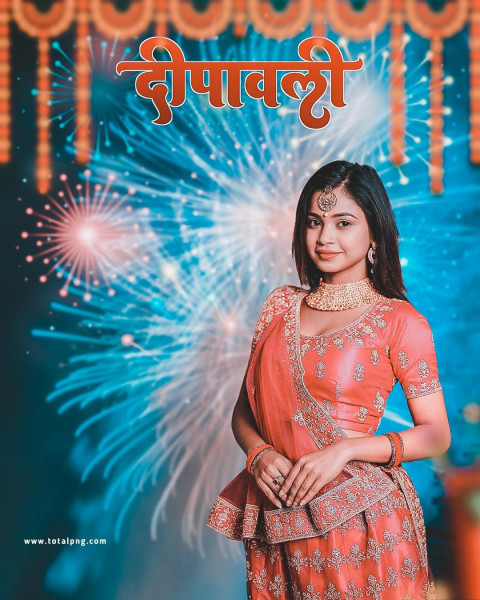 Diwali photo editing background With Girl