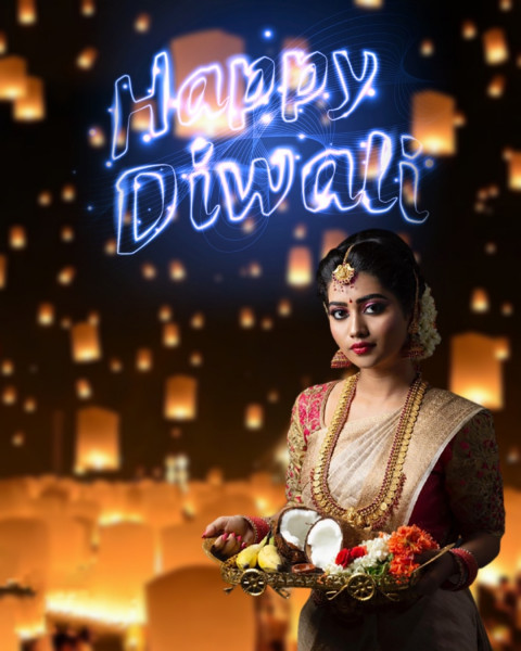 Diwali Sky Lanterns Editing Background