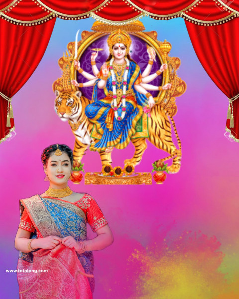 Durga Puja Pandal Editing Background With Girl Download
