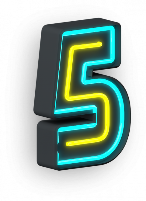 Five Neon transparent background png clipart