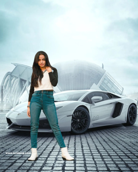 Full Hd car background Image With Cute girl