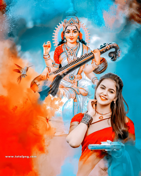 Girl saraswati puja cb editing background