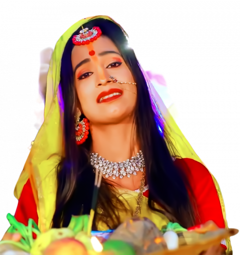 Happy chhath puja girl png hd