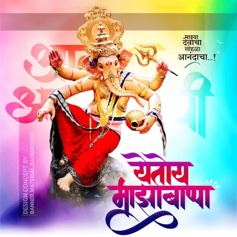 Happy Ganesh chaturthi banner editing background