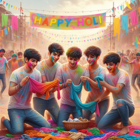 Happy Holi Ai photo with friends  download