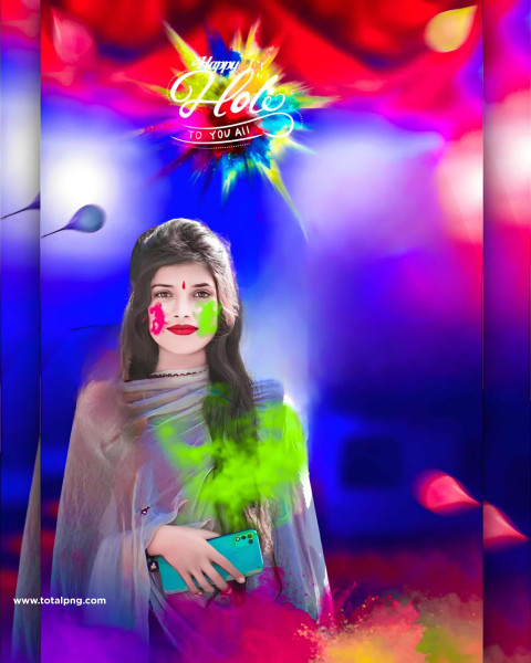 Happy Holi Background and Text Png download