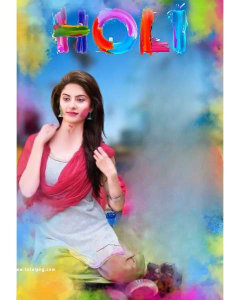 Happy Holi Background With Girl