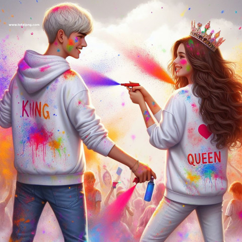 Happy Holi Couple 3D Ai Photos Generator With Bing Image