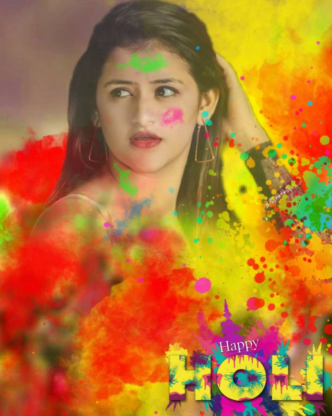 Happy Holi Editing Background with Girl 2022