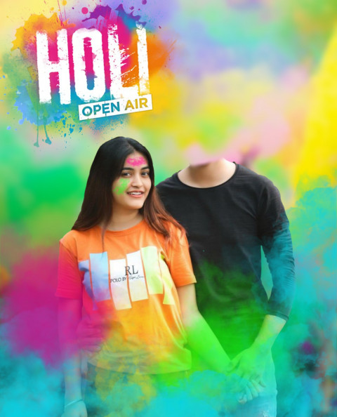 Happy Holi Editing Background with Girl 2022