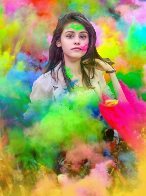 Happy Holi Editing Background with Girl 2022