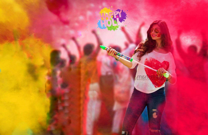 Happy Holi Editing Background with Girl 2022