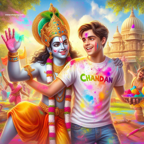 Happy Holi Krishna Ai Image Download Free