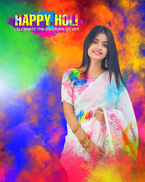 Happy Holi New Hd Background With Girl