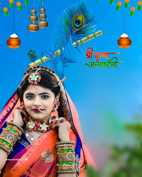 Happy Krishna Janashtami Girl Background