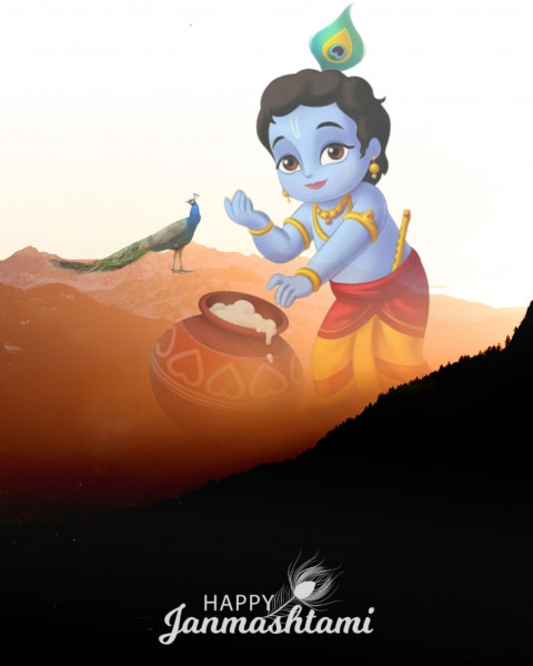 Happy Krishna Janmashtami editing Background