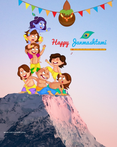 Happy Krishna Janmashtami Photo Editing Background