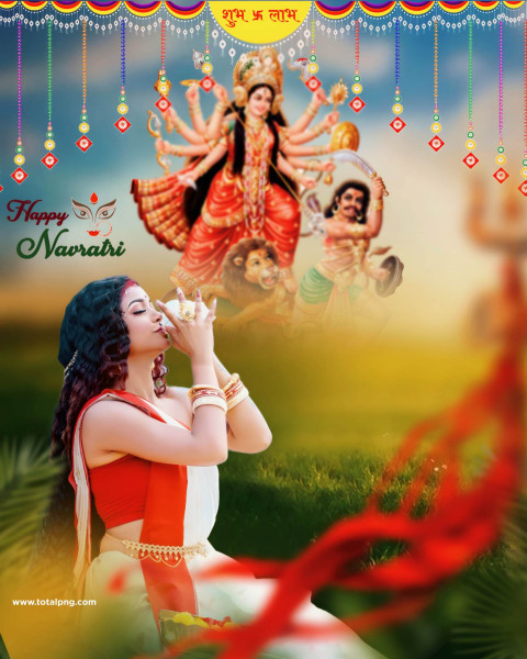 Happy Navratri Background With Girl For CB Photo Editing   2023