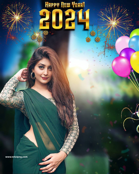 Happy New Year 2024 Girl Photo Editing Background 1080p