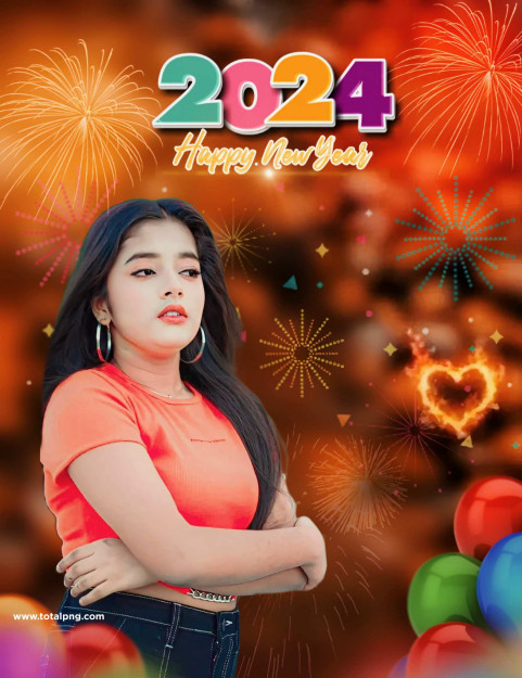 Happy New Year 2024 Girl Photo Editing Background Download