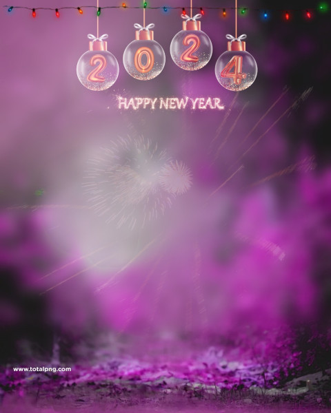 Happy New Year 2024 Photo Editing Background 4k