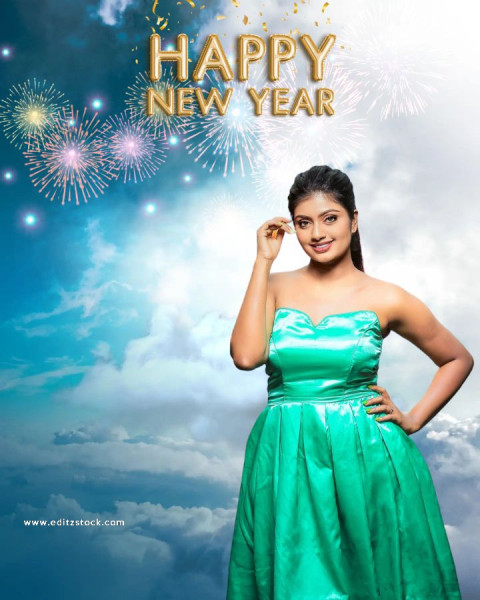 Happy new year girl editing background free