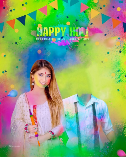 Holi Background With Girl Online Editing