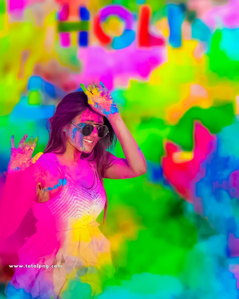 Holi Editing Background With Girl