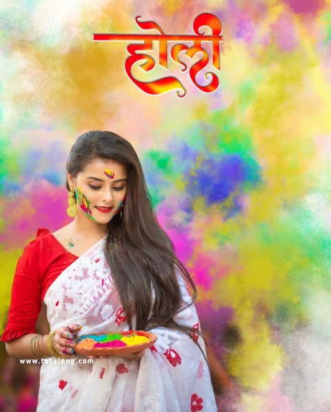 Holi girl editing background