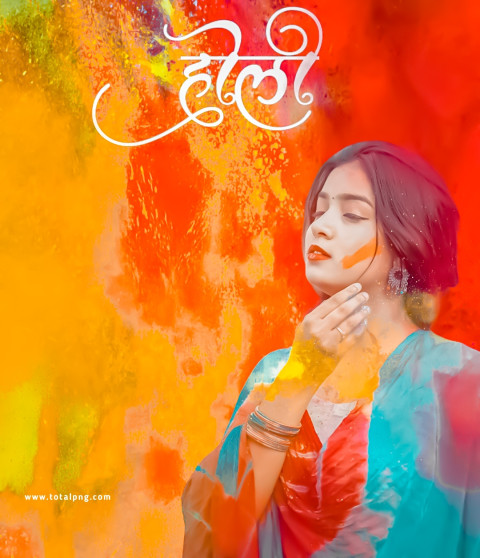 Holi girl photo editing background