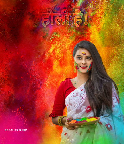 Holi Ka Cb Background With Girl