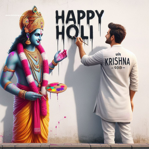 Holi Krishna Ai image Download Free