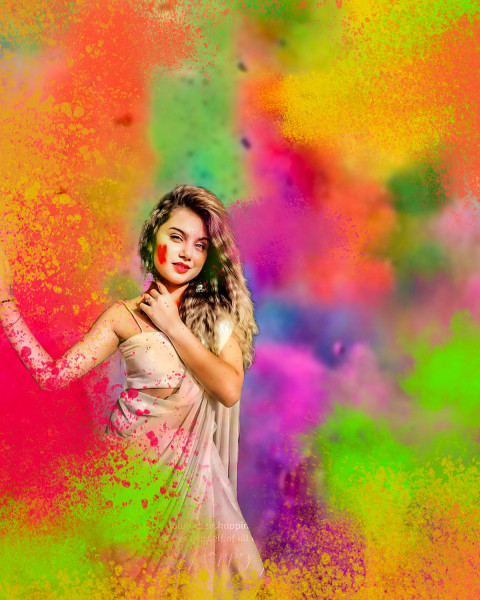 Holi Photo background With Girl Free Download
