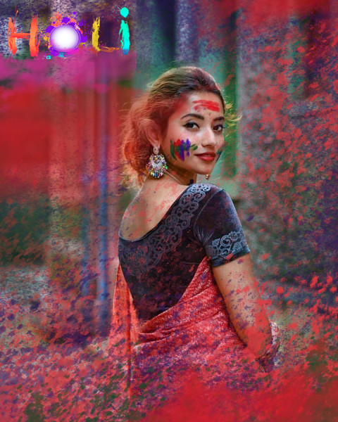 Holi Photo Editing Background Saree Girl