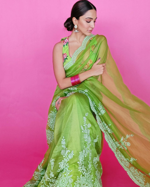 kiaraaliaadvani In Green Sharee New Hd Image Wallpaper Download