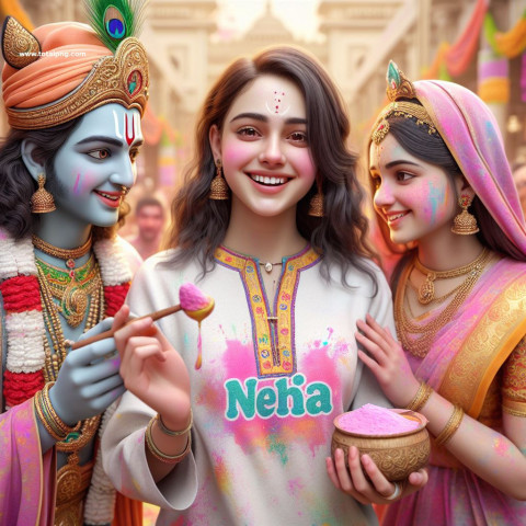 Krishna Holi 3D Images Ai Photo Generator