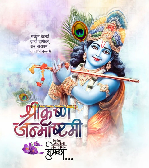 Krishna Janmashtami Poster Banner Stock 2023