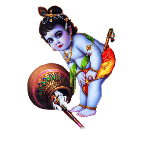 Lord Krishna Standing With Makhan Little Krishna PNG