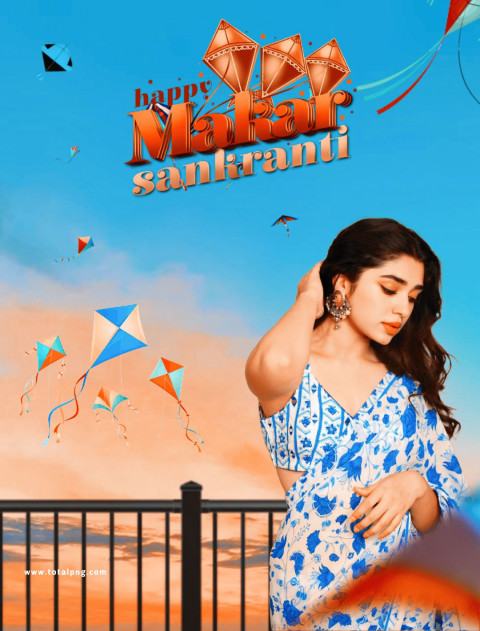 Makar Sankranti CB Editing Background HD Free With Cute Girl